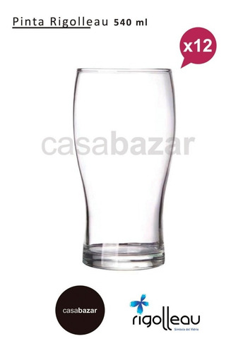 Imagen 3 de 7 de Vaso De Vidrio Rigolleau Pinta Cerveza 540ml X12 Unidades