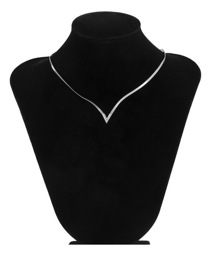 Collar De Cadena De Serpiente Plana En Forma De V, Silver