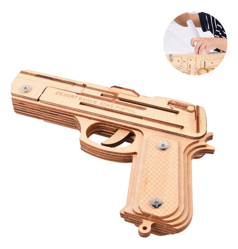 Rompecabezas De Madera 3d Con Banda Elástica, Pistola, Jugue