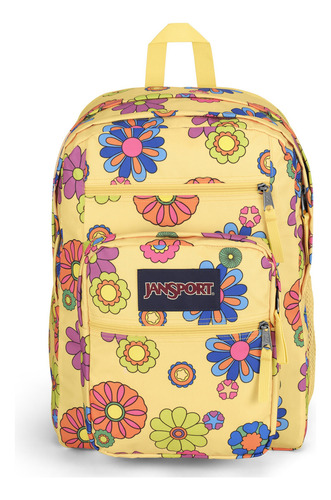 Mochila Big Student Jansport Print Color Power To The Flower, design de tecido liso