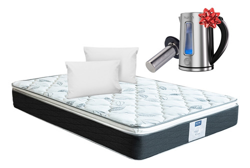 Colchón Matrimonial Restonic Mooncare + 2 Almohadas + Tetera Color Kendra Negro
