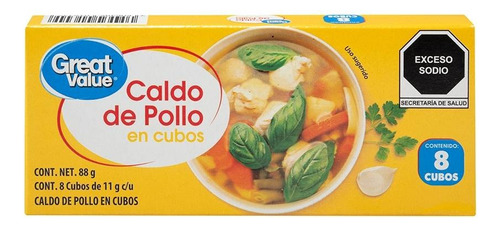17 Pzas Caldo De Pollo Great Value 8 Cubos De 11 G C/u