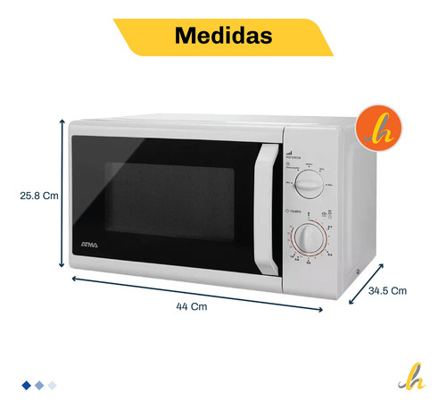 Imagen 5 de 5 de Microondas Atma Mr1720n 20 Lts 700w Lhconfort