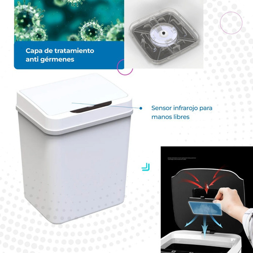 Imagen 4 de 10 de Cesto De Residuos Mio Rectangular Automático 9lts Full