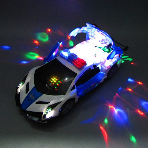 Kit 20 Carros Policia Projeta Emite Som Luz Gira 360 Graus Cor Azul