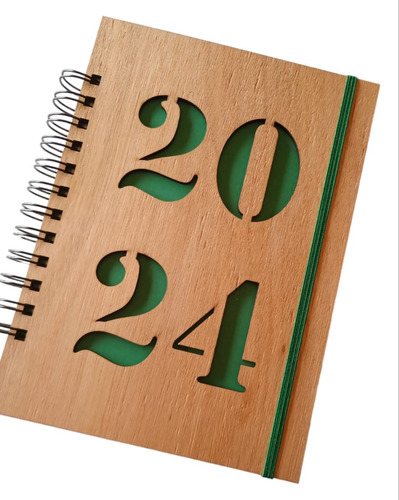 Agenda 2024 2 Días Por Página Tapa De Madera Personalizable
