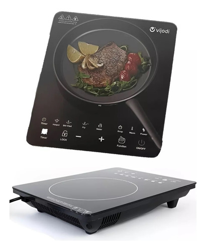Fogão Elétrico Cooktop Vijodi De Indução 1800w De Sobrepor Cor Preto 220v