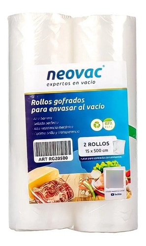 Rollo Bolsa Gofrada Para Vacio Neovac 15x500 Cm - Pack X2