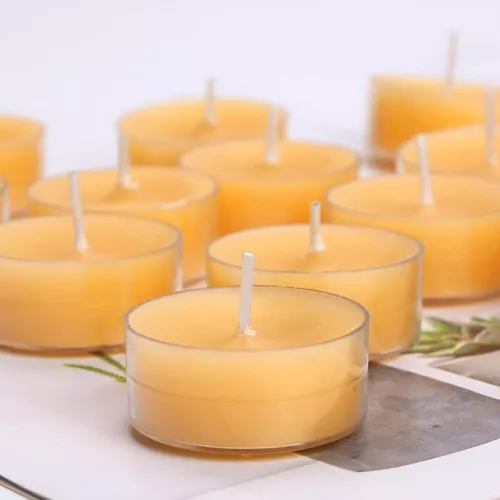 12 velas de cera de abeja natural, hechas a mano, decorativas, sin perfume,  velas de té de cera de abeja pura (perfectas para fiestas de cumpleaños