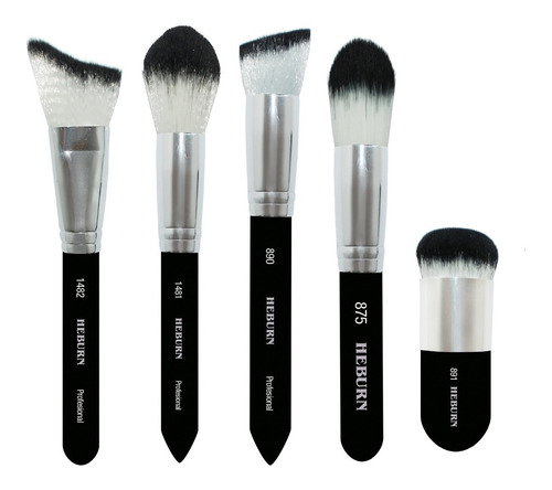 Kit X5 Brocha Maquillaje Profesional Sintetica Fibra Optica 