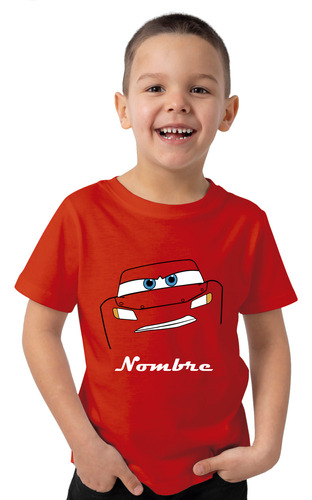 Remera Niño Cars Rayo Macqueen Silueta Con Nombre Autos Peli