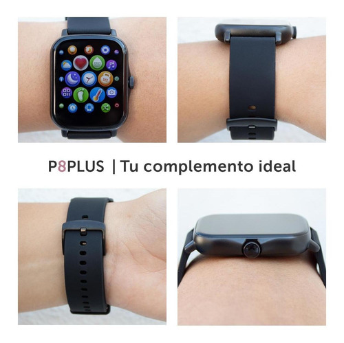 Imagen 6 de 7 de Smartwatch Binden P8 Plus Notificaciones Ios/android, Negro