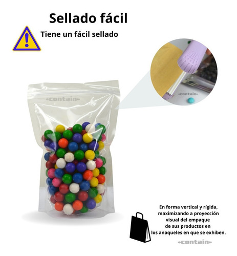 Imagen 5 de 7 de 100 Bolsas Stand Up Pouch Con Cierre Transparente De 50 Grs