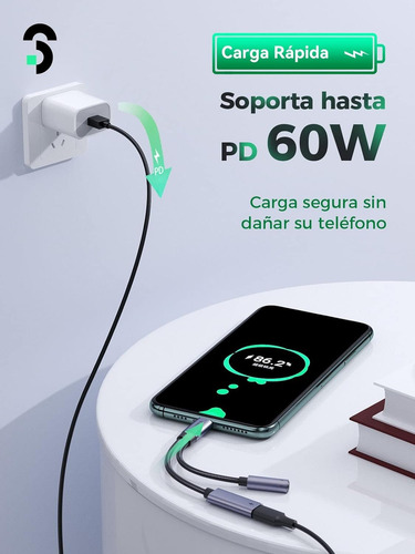Adaptador De Audífonos Usb C Para Huawei,xiaomi,oppo,tableta Color Plateado