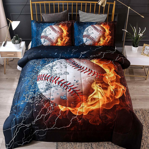 Jqinhome Twin Baseball And Comforter Sets For Teen Boys -3d 