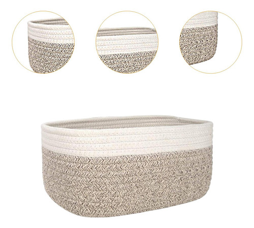 Cesta De Cuerda De Algodón Para Debajo Del 30cmx21cmx14cm