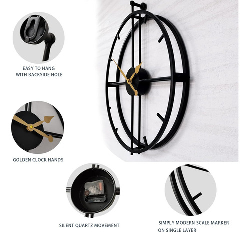 Reloj Grande De 24 Pulgadas De Doble Capa De Arte Moderno 3d
