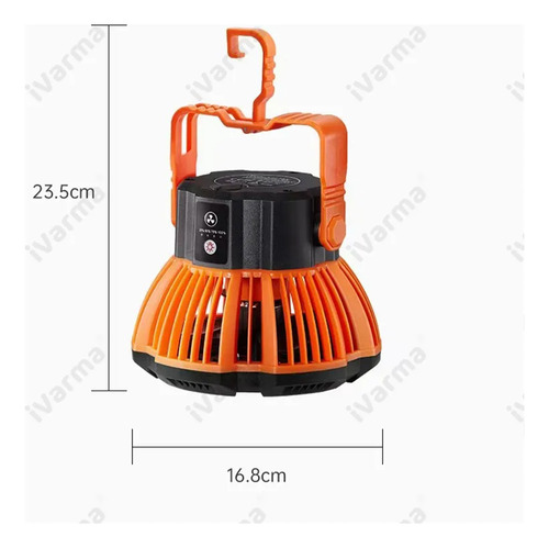 Ventilador De Camping Recargable Portátil Con Luz Led