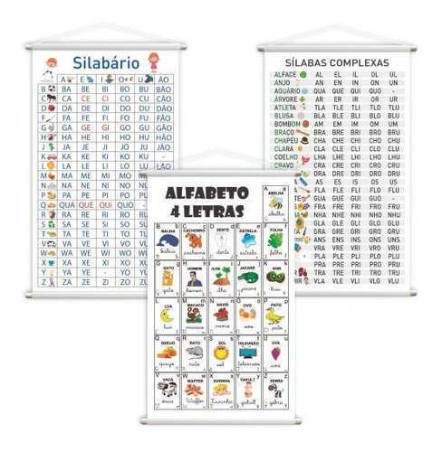 Silabário + Complexo + Alfabeto Kit 3 Banners 80x50cm