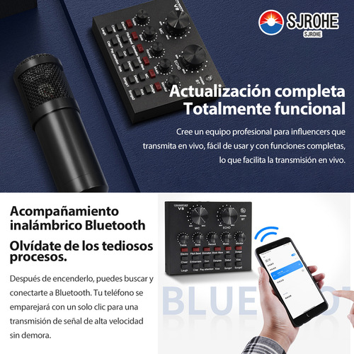 Sjrohe Mejor Tarjeta De Sonido Para Streaming En Calidad Profesional Tarjetas De Sonido Con Mezcladora Integrada Conexión Usb,control De Mezcla Consolas De Audio Micrófonos Profesionales Ecualización