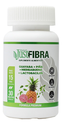 Just Fibra 30 Tabletas De Fos + Guayaba, Piña Y Hierbabuena.