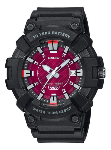Reloj Casio World Time Unisex Mw-610h-1avcf / 2avcf / 4avcf Color de la correa MW-610H-4AVCF / rojo