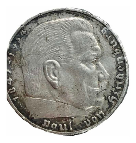 Moneda De Plata 5 Marcos Alemanes Tercer Reich Año 1936