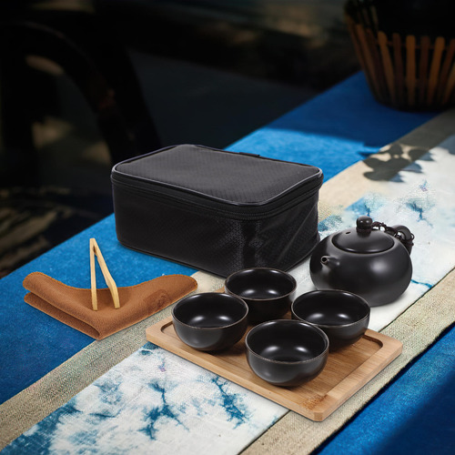 1 Juego De Tetera China Y Tazas De Té Con Bandeja Travel Cer