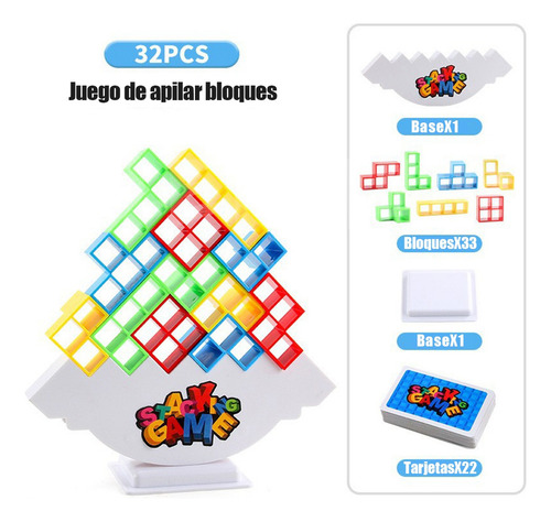 Juego Para Niños, Juego De Equilibrio Con Bloques De Constru