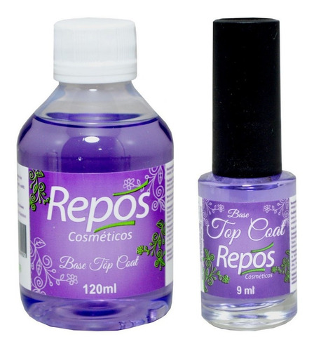 Repos Base Finalizadora Top Coat 120ml + Base 9ml Brilho Cor Neutro