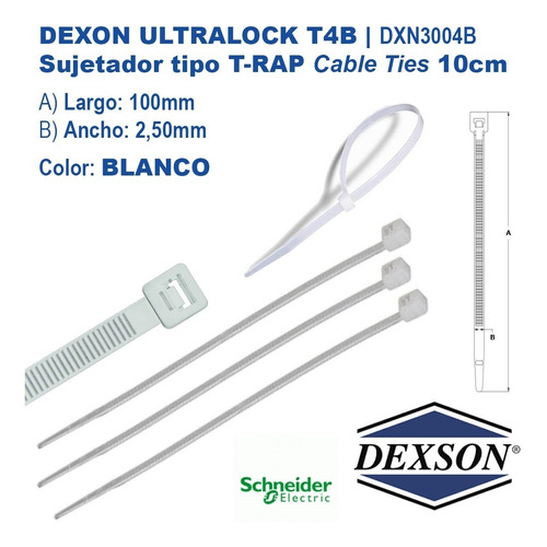 Dexon Ultralock Dxn3004b T4 Tie Wrap 10mm 50lb 100und
