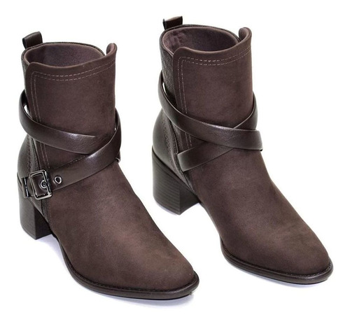 Bota Ramarim Feminina Salto Grosso Cano Curto 2065104 Marrom