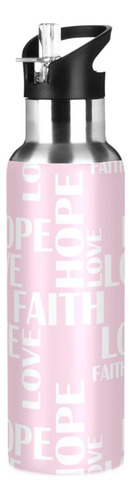 Love-hope-faith-botella Agua Aislada Tapa Pajilla Acero Al