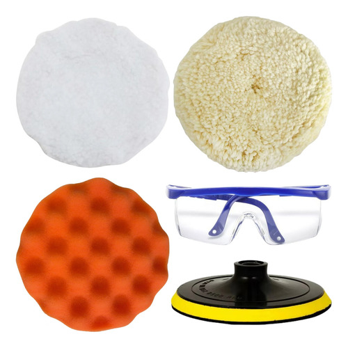 Kit 5 Pcs Boina Lã Disco Prato Espuma 7 Pol 180mm Óculos Epi