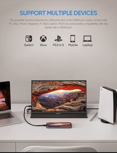 Monitor Gamer Arzopa S1 con pantalla de 15.6" 60Hz 127V y resolución Full HD