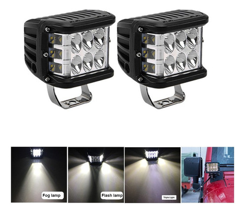 2 Faros Led Policia, Estrobo, Rojo Azul, Duallys Codigos