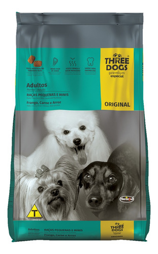 Alimento Para Cães Three Dogs Original Raças Pequenas 1kg