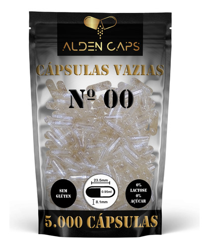 5.000 Cápsulas Vazias De Gelatina Incolor Nº 00 (1000mg)