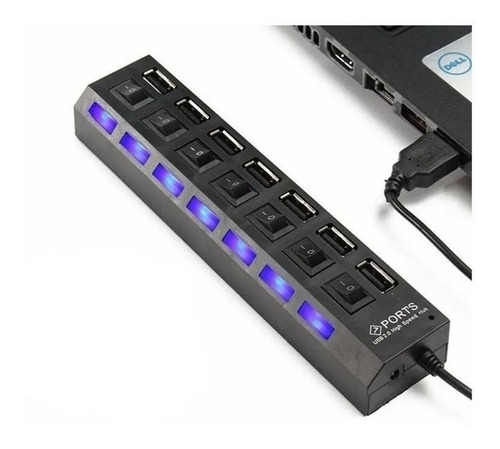 Hub Multipuerto Usb 2.0 7 Puertos Switch Individual Hi-speed