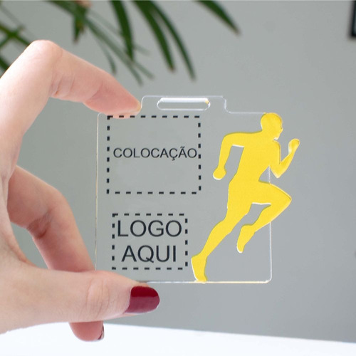 Medalha Acrílico Personalizada Esportiva Quadrada Homem