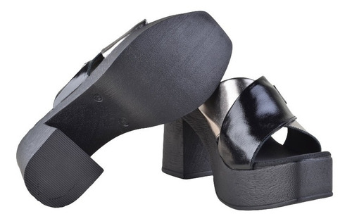 Imagen 6 de 8 de Zuecos Sandalias Taco Alto De Cuero De Mujer Linx - Ferraro