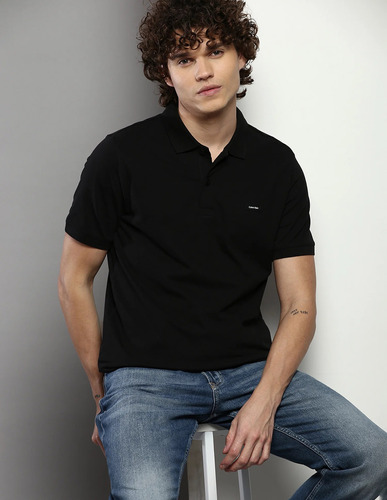 Calvin Klein Men's Lifestyle Liquid Cotton Polo Shirt, Black