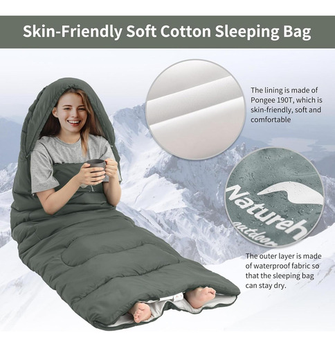 Saco De Dormir Naturehike L 3 Temporadas Impermeable Azul