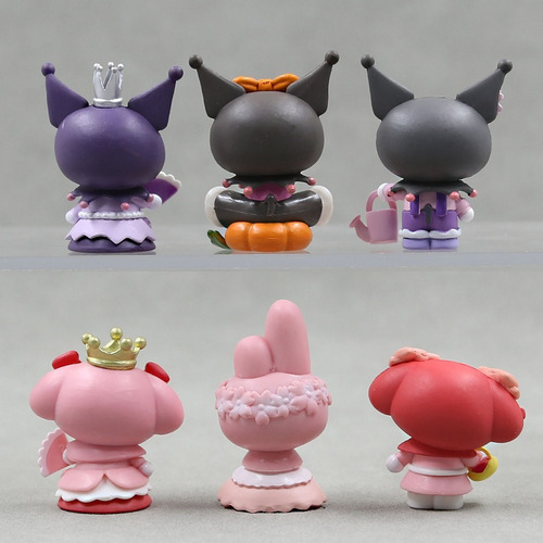 Figuras Kuromi Sanrio Set X6 Rosa Jade Pudin Canela