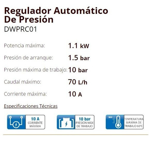 Regulador Automatico De Presion Press Control Daewoo Color Naranja Fase eléctrica 220v Frecuencia 50 Hz