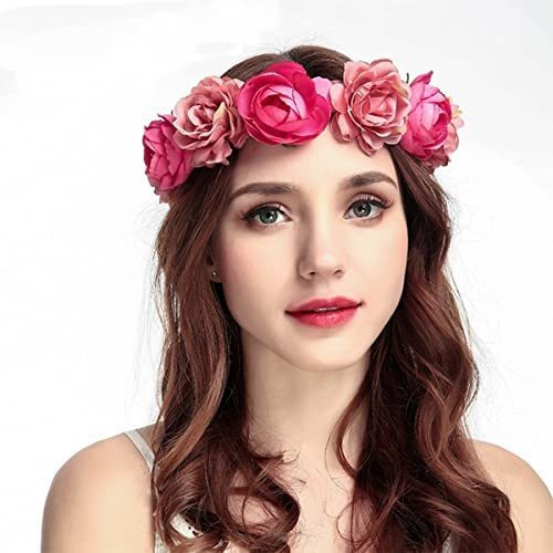 Diadema Con Corona De Flores, Guirnalda De Rosas Y Peonías