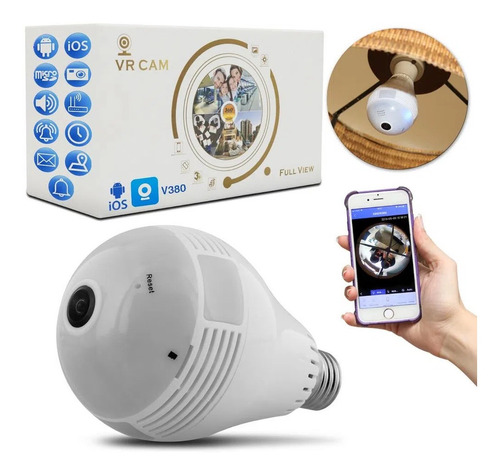 Imagem 3 de 6 de Camera Ip Segurança Lampada Vr Cam Wifi Promoção
