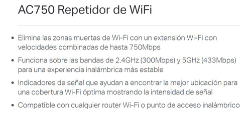 Repetidor Wifi Mesh Inalambrico Tp-link Ac750 Dual Band