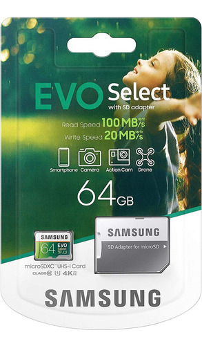 Tarjeta de memoria Samsung MB-ME64GA/AM Evo Select con adaptador SD 64GB
