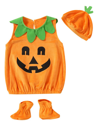 Kit Disfraz Calabaza De Halloween Para Niños Con Sombreros Naranja Claro 100-110